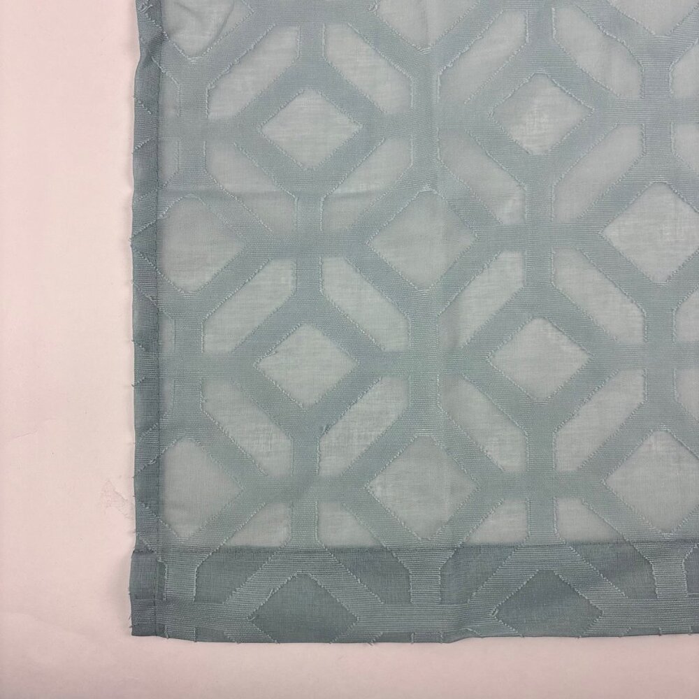 Porch & Den Orchaedia Trellis Pattern Tier Pair Light Aqua Sheer Curtains - Picture 6 of 7